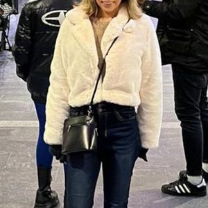 WHITE faux fur cropped jacket